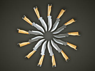 Image showing Set of hunting knives in the circle shape