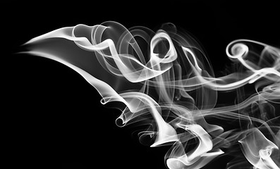 Image showing White smoke abstraction with swirls on black