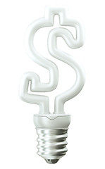 Image showing Profit: Dollar ccurrency symbol light bulb on white