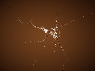 Image showing Hot chocolate flow or splashes on brown