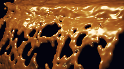 Image showing Hot cocoa or chocolate flow isolated over black