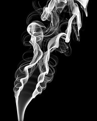 Image showing Abstract white smoke shape and curves on black