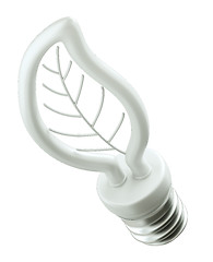 Image showing Energy efficiency: leaf light bulb on white