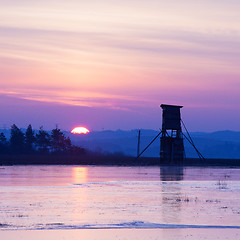 Image showing Lansdcape in winter at sunrise 