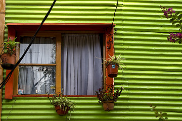 Image showing orange wood window 