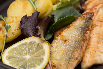 Image showing Fried perch filets with potatoes