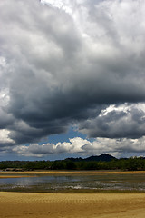 Image showing cloudy rain   river   palm  