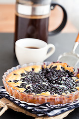 Image showing Blueberry pie and coffee