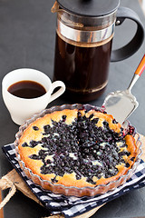 Image showing Blueberry pie and coffee