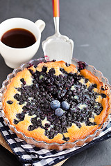 Image showing Blueberry pie and coffee