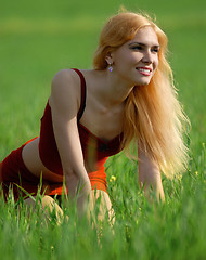 Image showing girl and field