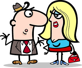 Image showing funny man and woman couple cartoon