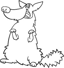 Image showing happy shaggy dog cartoon for coloring book