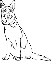 Image showing german shepherd dog cartoon for coloring