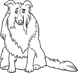 Image showing collie dog cartoon for coloring book