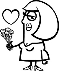 Image showing woman in love with flowers cartoon