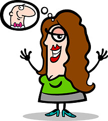 Image showing happy woman thinking about man cartoon