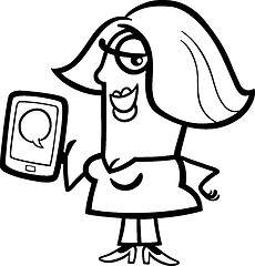 Image showing woman with message on tablet pc cartoon