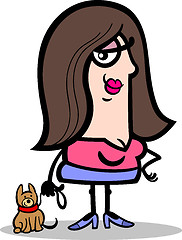 Image showing happy woman with puppy cartoon