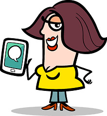 Image showing woman with message on tablet pc cartoon