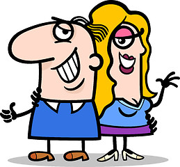 Image showing happy man and woman couple cartoon