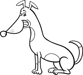 Image showing sitting dog cartoon for coloring book