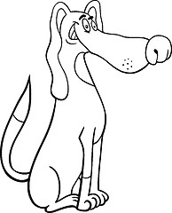 Image showing sitting dog cartoon for coloring book