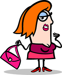 Image showing funny woman with bag cartoon