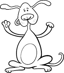 Image showing happy playful dog cartoon for coloring book