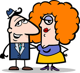 Image showing funny man and woman couple cartoon