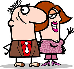 Image showing happy man and woman couple cartoon