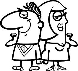 Image showing black and white cheerful couple cartoon