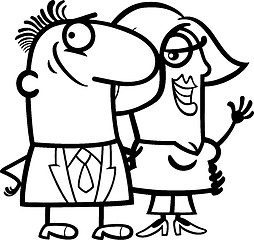 Image showing black and white happy couple cartoon