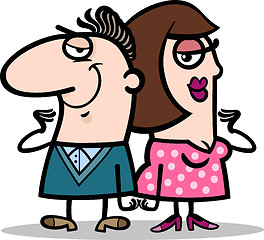 Image showing cheerful man and woman couple cartoon