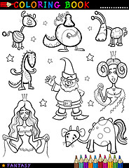 Image showing Fantasy Characters for coloring book