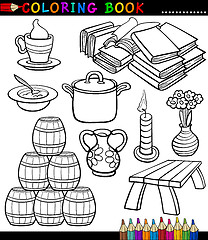 Image showing Cartoon Different Objects Coloring Page