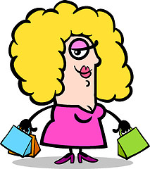 Image showing happy woman with shopping bags cartoon