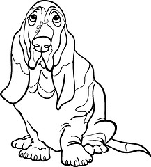 Image showing basset hound dog cartoon for coloring book