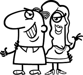 Image showing black and white happy couple cartoon