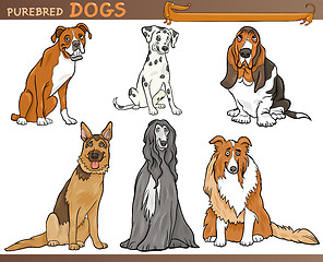 Image showing purebred dogs cartoon illustration set