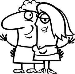 Image showing black and white happy couple cartoon