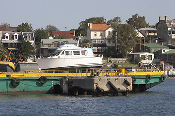 Image showing Boat on a Barge