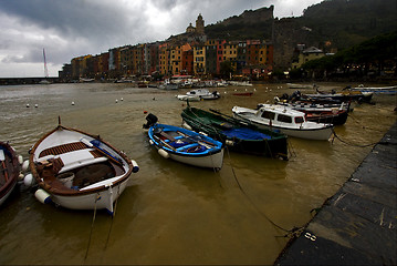 Image showing  boat water house and coastline in porto venere