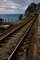 Image showing stairs and the railway 