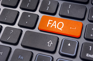 Image showing faq concepts, messages on keyboard enter key