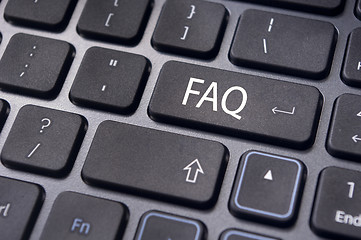 Image showing faq concepts, messages on keyboard enter key