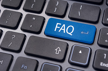 Image showing faq concepts, messages on keyboard enter key