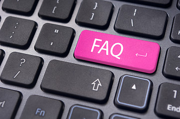 Image showing faq concepts, messages on keyboard enter key