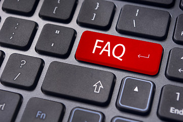 Image showing faq concepts, messages on keyboard enter key