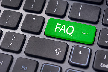 Image showing faq concepts, messages on keyboard enter key